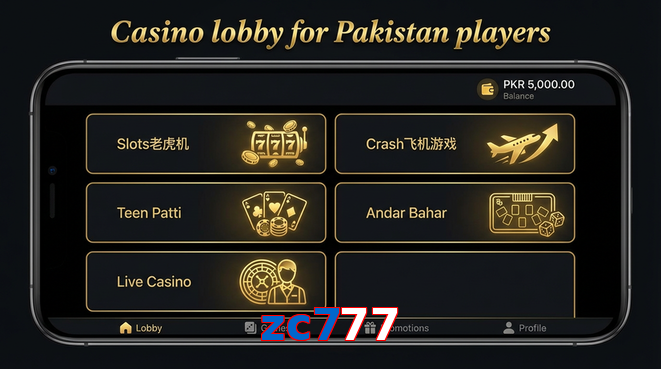 Lobby view of Zc777 for Pakistan users